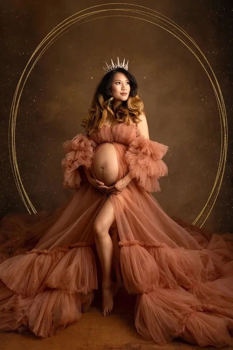 

Соблазнительное Тюлевое платье с оборками для беременных Платья для фотосессии для будущей матери с открытыми плечами для беременных женщин вечерние пижамные платья