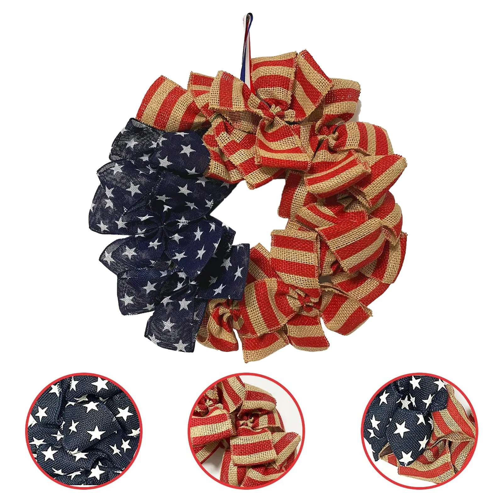 

Independence Day Wreath Outdoor Porch Patriotic Garland Ornament Grapevine Wreath 3 Inch Simple Door Wreath