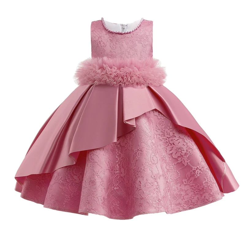 

Christmas Costume 2022 New Irregular Satin Lace Children's Princess Dress For Girls Evening Dresses Elegant Kid s Piano Vestidos