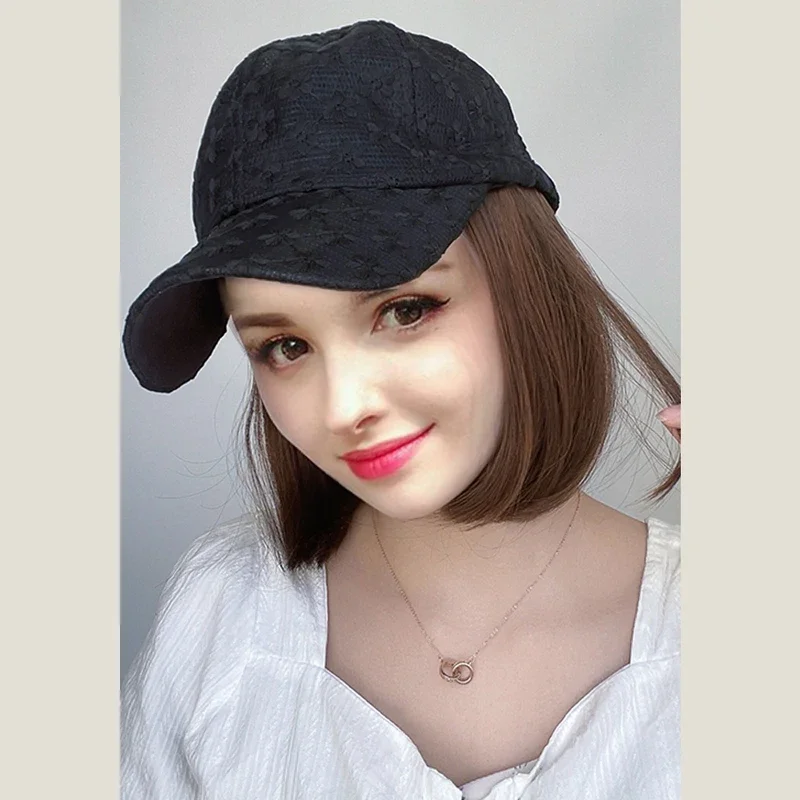 Парик HUAYA для шляпы синтетический короткий парик Боба с бейсбольной черной