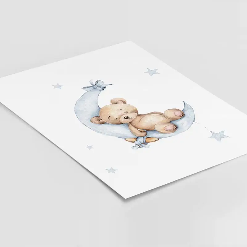 Синий постер с изображением мишки тедди милый воздушный шар украшение для