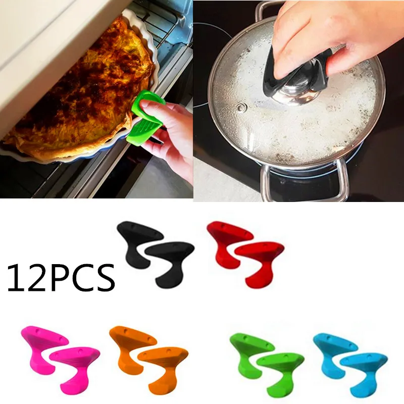 

12PCS Scalding Non Slip Gloves Kitchen Accessories Tools Magnetic Oven Mitts For Household Pans Plates Microwave Baking Cooking