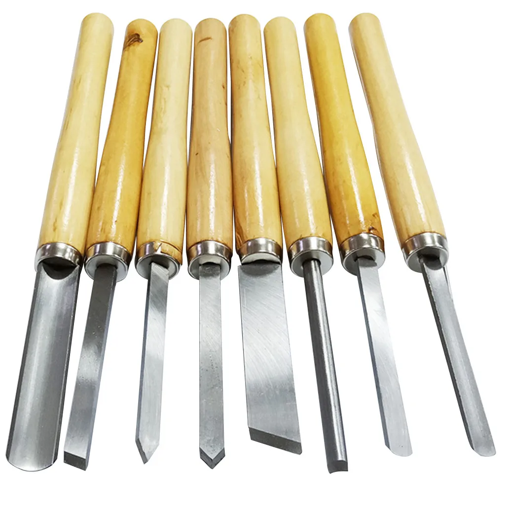 

Lathe Chisel Set 8 Piece Set For Wood Turning Tools Chisel Gouge Woodworking Gouge Skew Parting Spear Chisel Hand Tool #35
