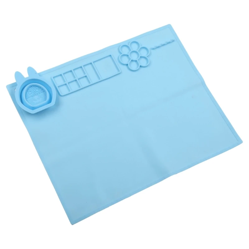 Палитра для рисования с чистящим стаканчиком. Антипригарный силиконовый лист.