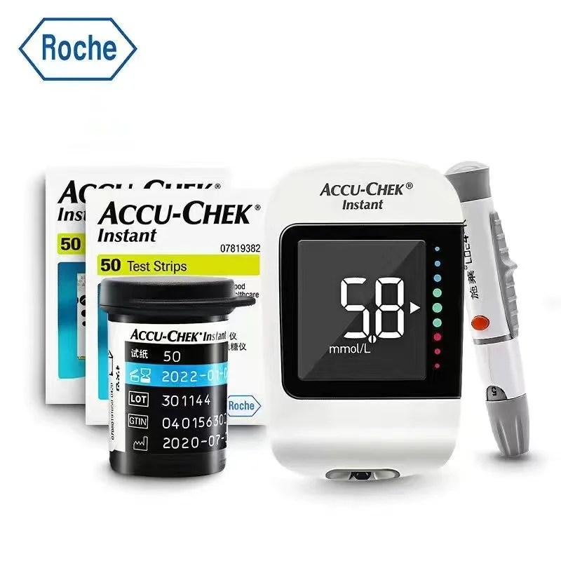 

Roche ACCU Chek Instant Diabet Glucose (EXP:2023-12-31) Bluetooth Accu Chek Glucose Test Strips Free Blood Collectio Needle