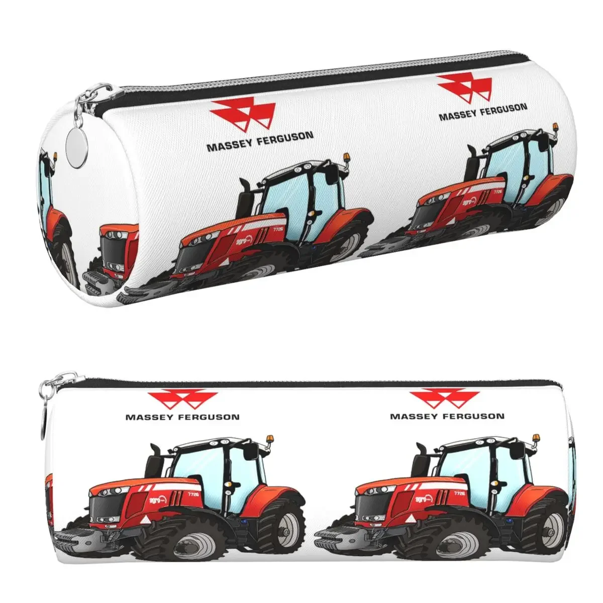 Фото Красный пенал-цилиндр для ручек и карандашей Massey Ferguson Tractor, сумка для канцелярских принадлежностей для детей №1