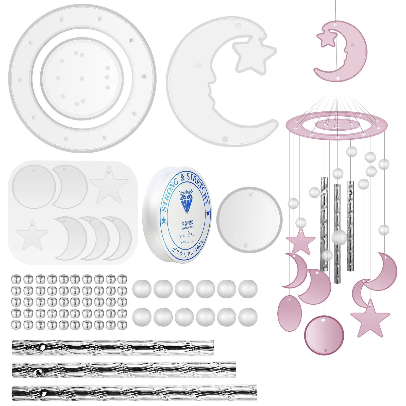 

Wind Chime Mold Making Epoxy Silicone Casting Chimes DIY Resin Molds Crafts Kit Silica Gel Earring