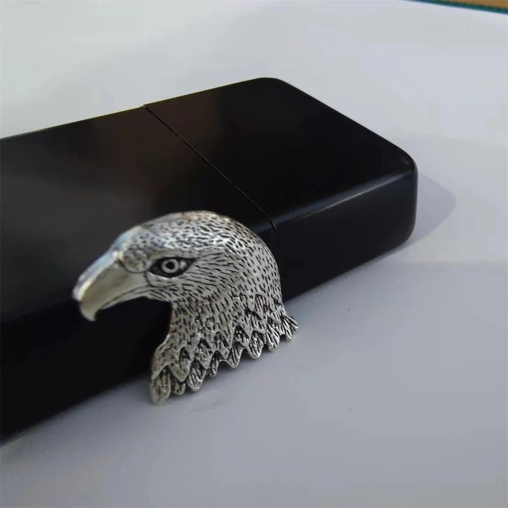 

Fashion 3D Carving Silver Eagle Head DIY Metal Badge for ZP Kerosene Petrol Lighter Handmade Decor Accessory Smoking Gadget