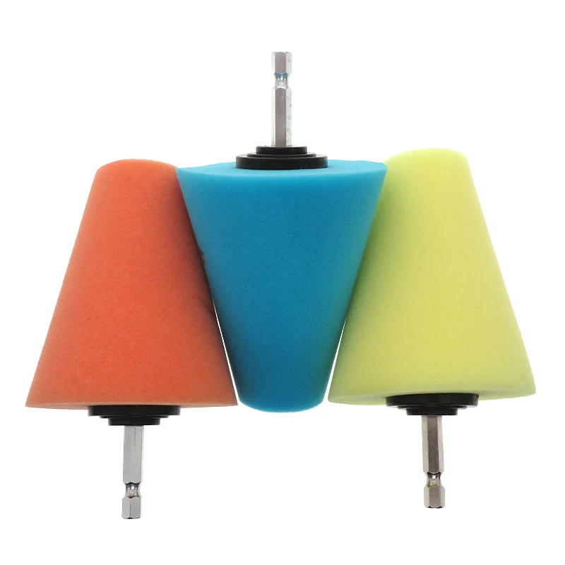 

Коническая губка для полировки, полировальный конус для автомобильных шин, уход за ступицей, шестигранный стержень, пенопластовая подушечка, губка, инструмент для полировки колес