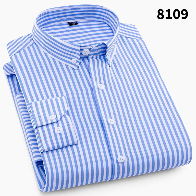 2022 New Spring and Autumn Men's Long Sleeve Casual Business Slim Fit Printed Shirt Korean Youth Stripe British Shirt