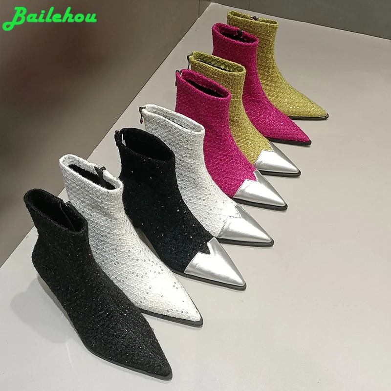 

Женские ботильоны с острым носком, на каблуке, осень 2023