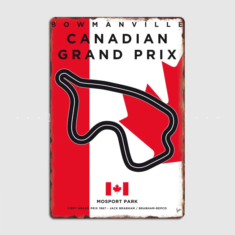 F1 Racing Track Bowmanville Canadian Grand Prix Mosport Park First Retro Металлическая вывеска Плакат Гараж