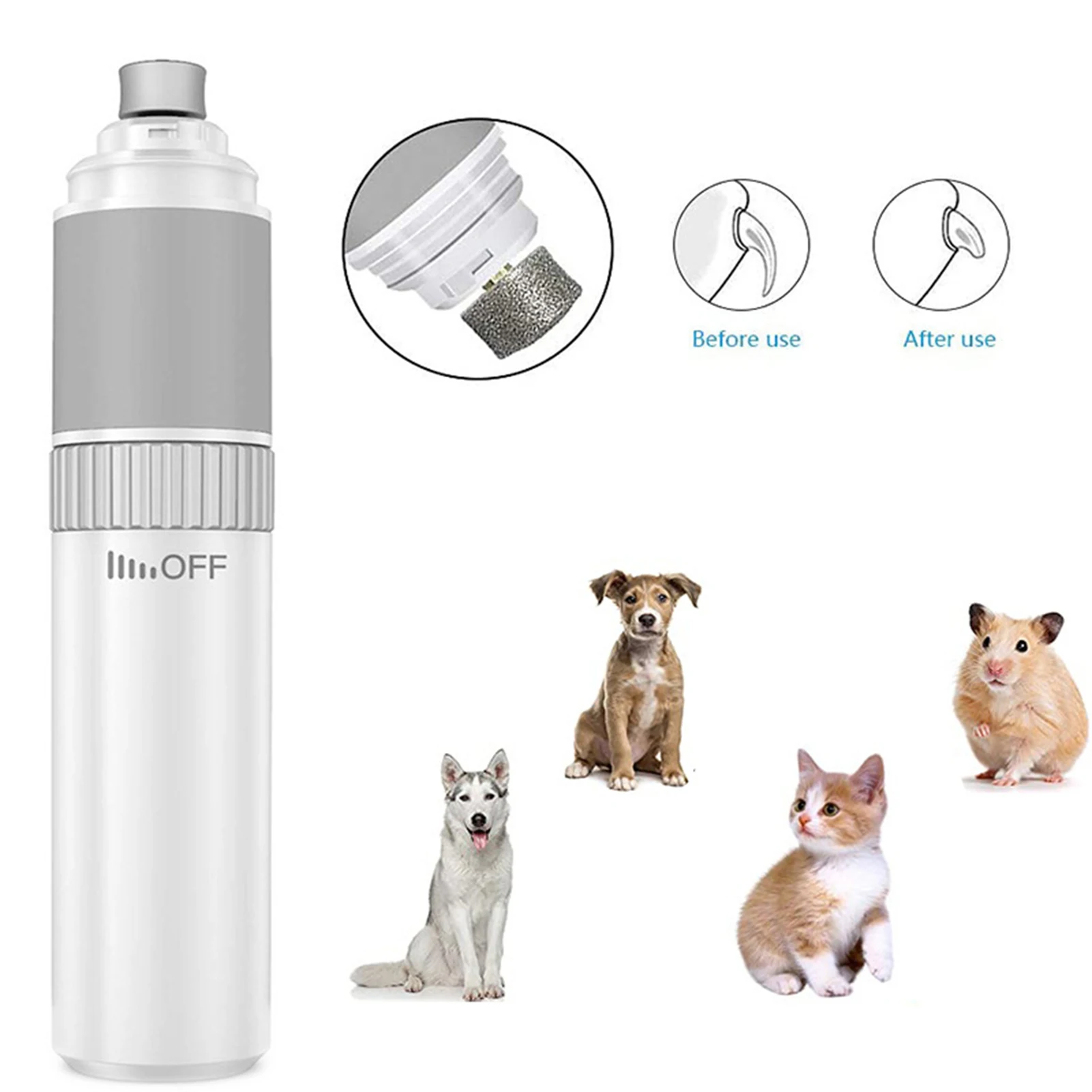 

Cat and Dog Electric Nail Grinder Low‑vibration Low-noise Design Lightweight Rotation Adjust Speed for Pet Supplies Accessories