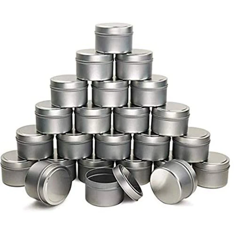 

4 Oz Metal Tins/Candle Tins (24-Pack), Round Containers with Slip-on Lids for Party Favors, Candle Making, Spices,Gifts