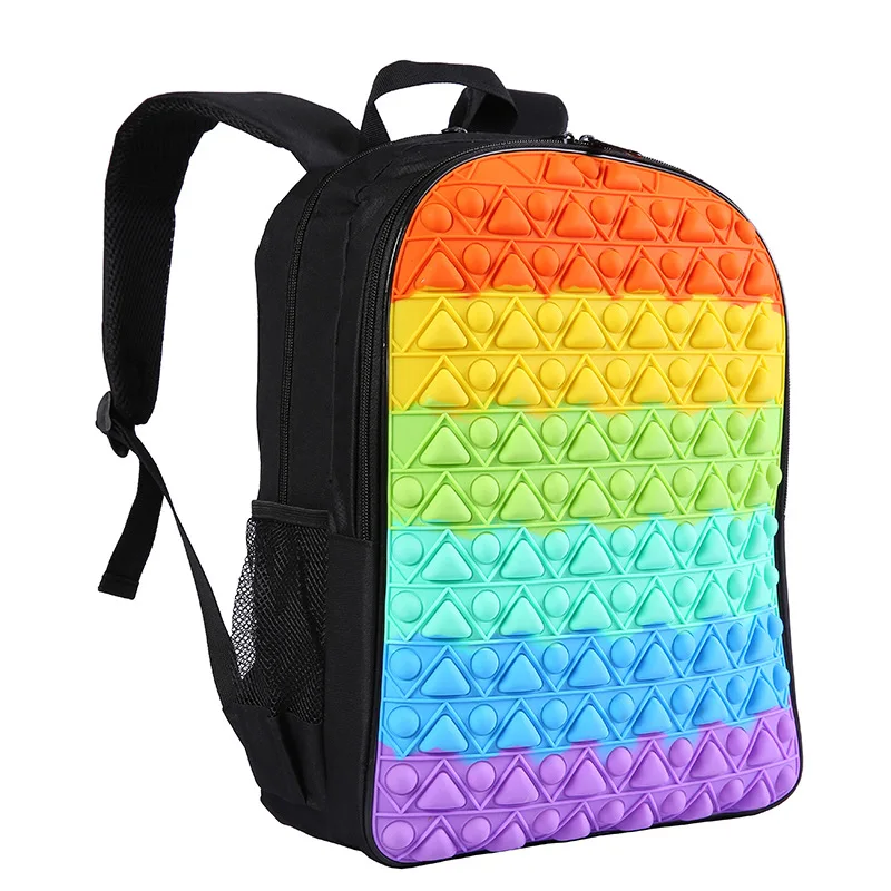 Pop Its Backpack 16 Inch Decompression Design School Bag Push Bubble Fidget Toys Children Adult Anti-stress Travel Bags Backpack