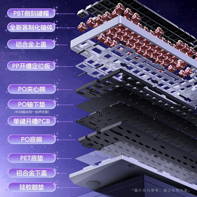 LEOBOG Hi75, блестящая розовая боковая механическая клавиатура, горячая замена, проводная игровая клавиатура из алюминиевого сплава, аксессуары для ПК, киберспорта (art.: 3920cbb2fd422) - 3920cbb2fd422