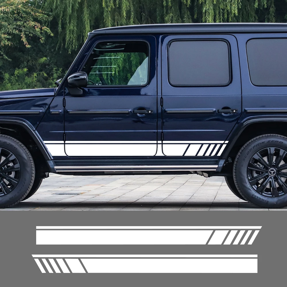 

2pcs Car Decals Side Body Stickers for Mercedes Benz Accessories for G55 G63 AMG W463 G500 Class G350D SUV Stripes Decal Auto