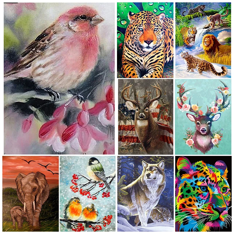 

Картина для вышивки крестиком 5D с изображением тигра и животных