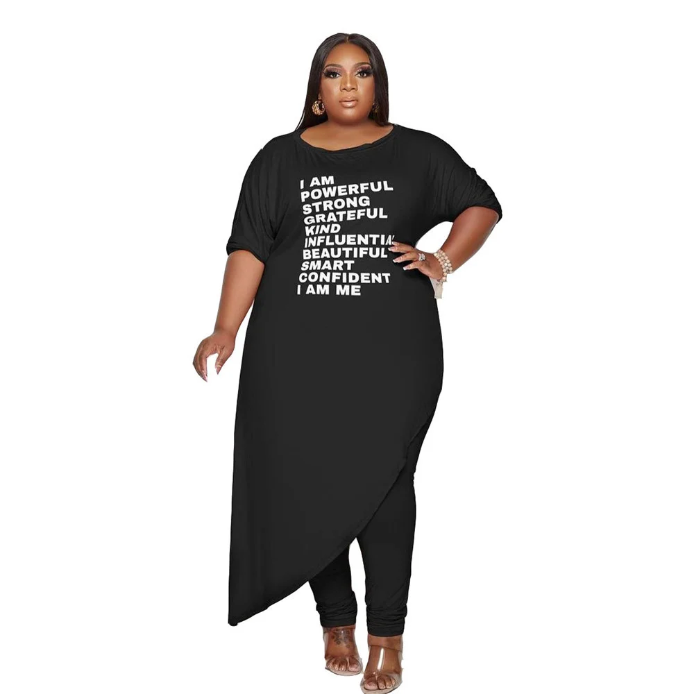 Plus Size Dress Sets 2 Piece Outfits Women Clothes Wholesale o Neck Loose Top Long Style Leggings Tracksuit o 3xl 4xl 5xl 6xl