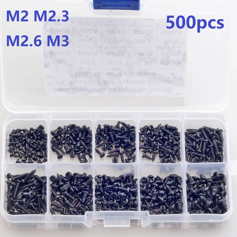 

Черные винты M2 M2.3 M2.6 M3 PA Phillips