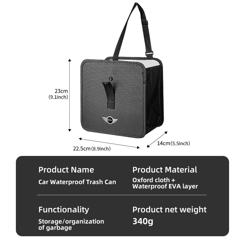 Складная мусорная корзина большой емкости на заднее сиденье автомобиля