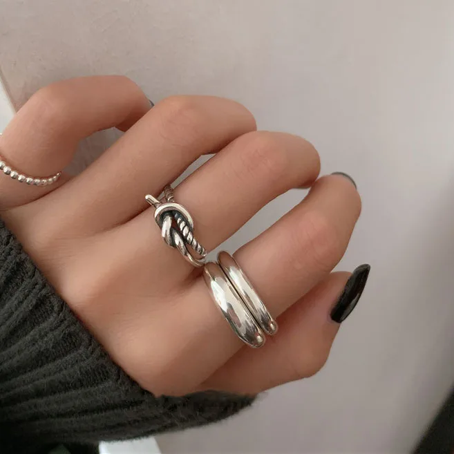 

Korean Ring Women Simple Smooth Adjustable Finger Rings Fashion Jewelry Gift Gilrs Round Ring Silver Color