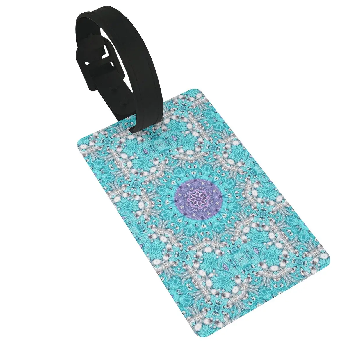 

Luggage Tags Boho Chic Moroccan Pattern Purple Turquoise Mandala Portable Travel Label Baggage Boarding Tag Luggage Travel