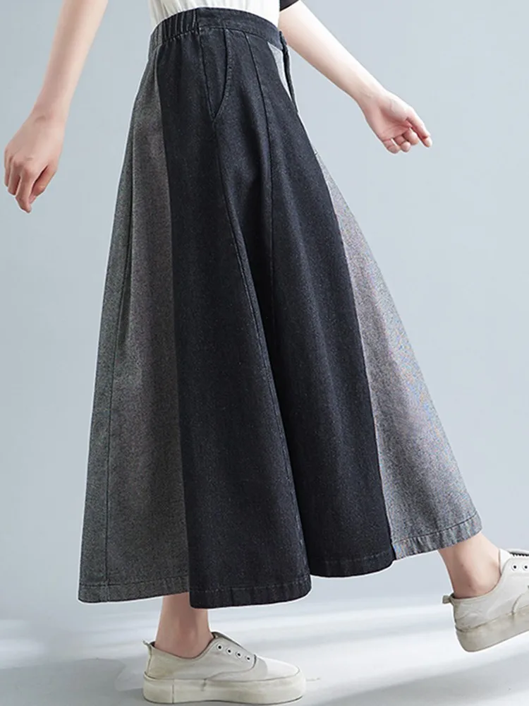 Женская длинная джинсовая юбка с высокой талией Повседневная Свободная