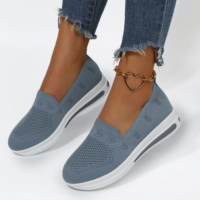 

2022 New Women's Sneakers Round Toe Slip-On Casual Female Vulcanized Shoes Solid Mesh Breathable Zapatillas De Verano Para Mujer