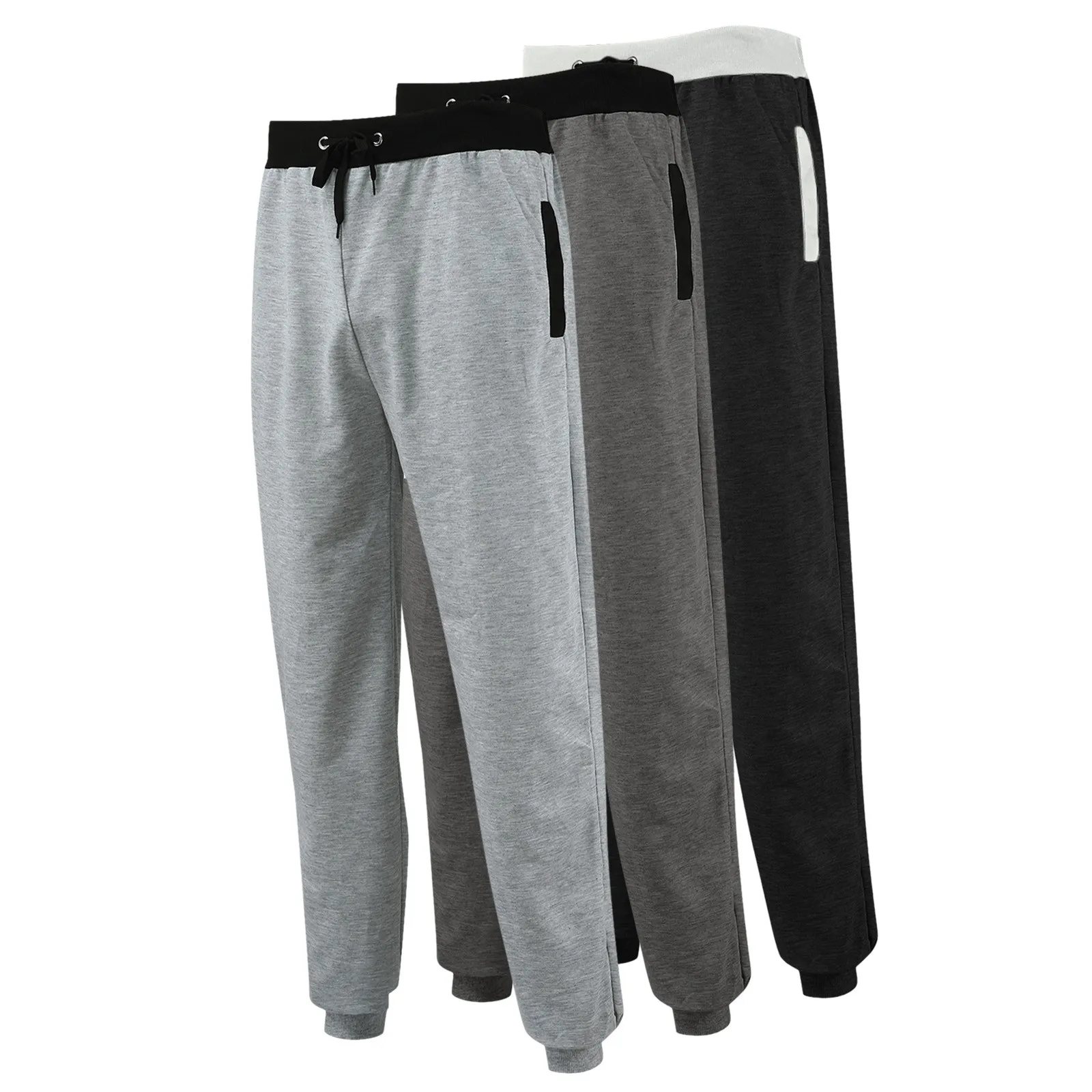 

Mid Waisted Pants Casual Jogging Sports Elastic Solid With Pockets Ventilate Men'S Pants Four Seasons Fashion Loose Straight Leg