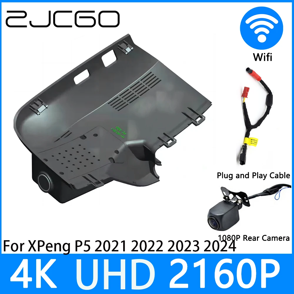 

Видеорегистратор ZJCGO 4K UHD 2160P, Автомобильный видеорегистратор DVR с ночным видением для парковки XPeng P5 2021 2022 2023 2024