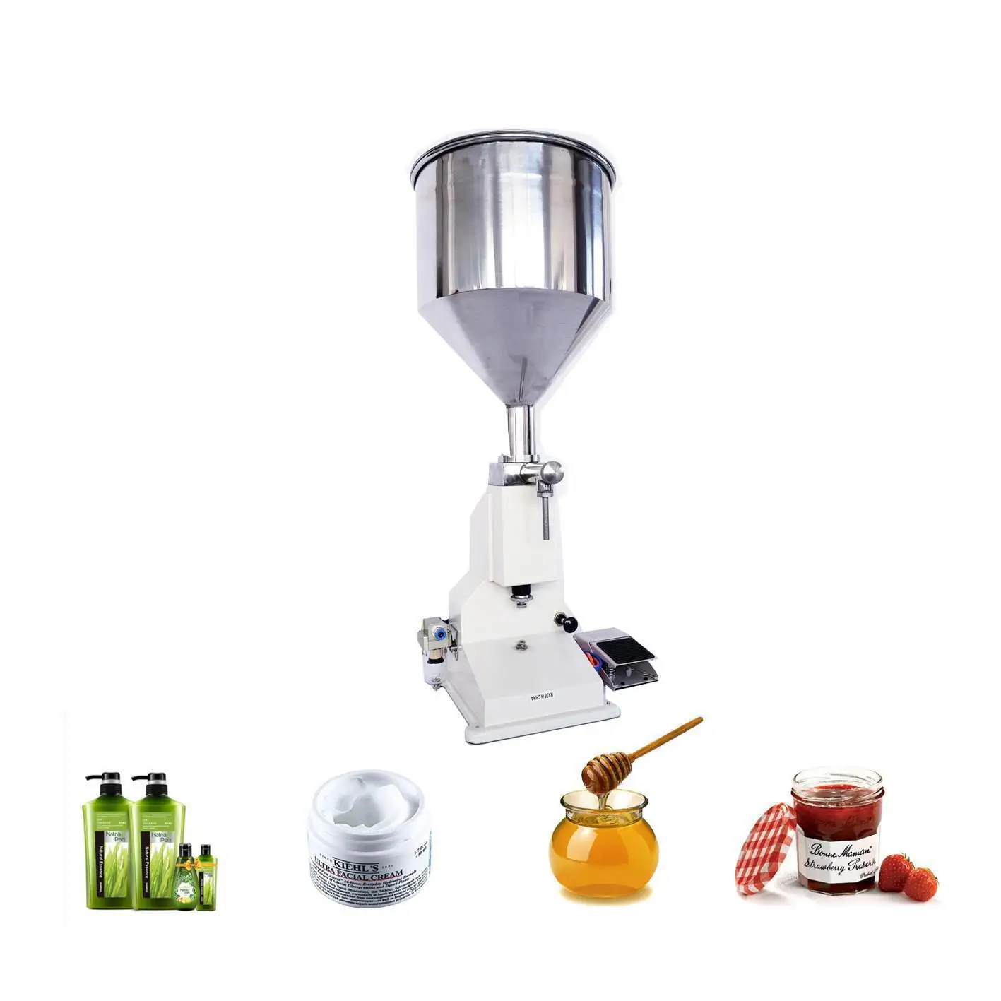

A02 Filling Machine Paste Filler Pnuematic Model Shampoo Cream Cosmetic Liquid Sauce Oil Filler 5~50ml