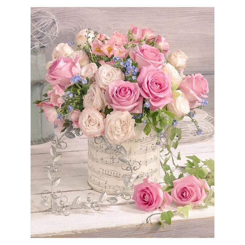 

Full Round Drill Diamond Painting Cross Stitch "Pink Rose" Flowers DIY Rhinestone Embroidery Home Decor Gifts