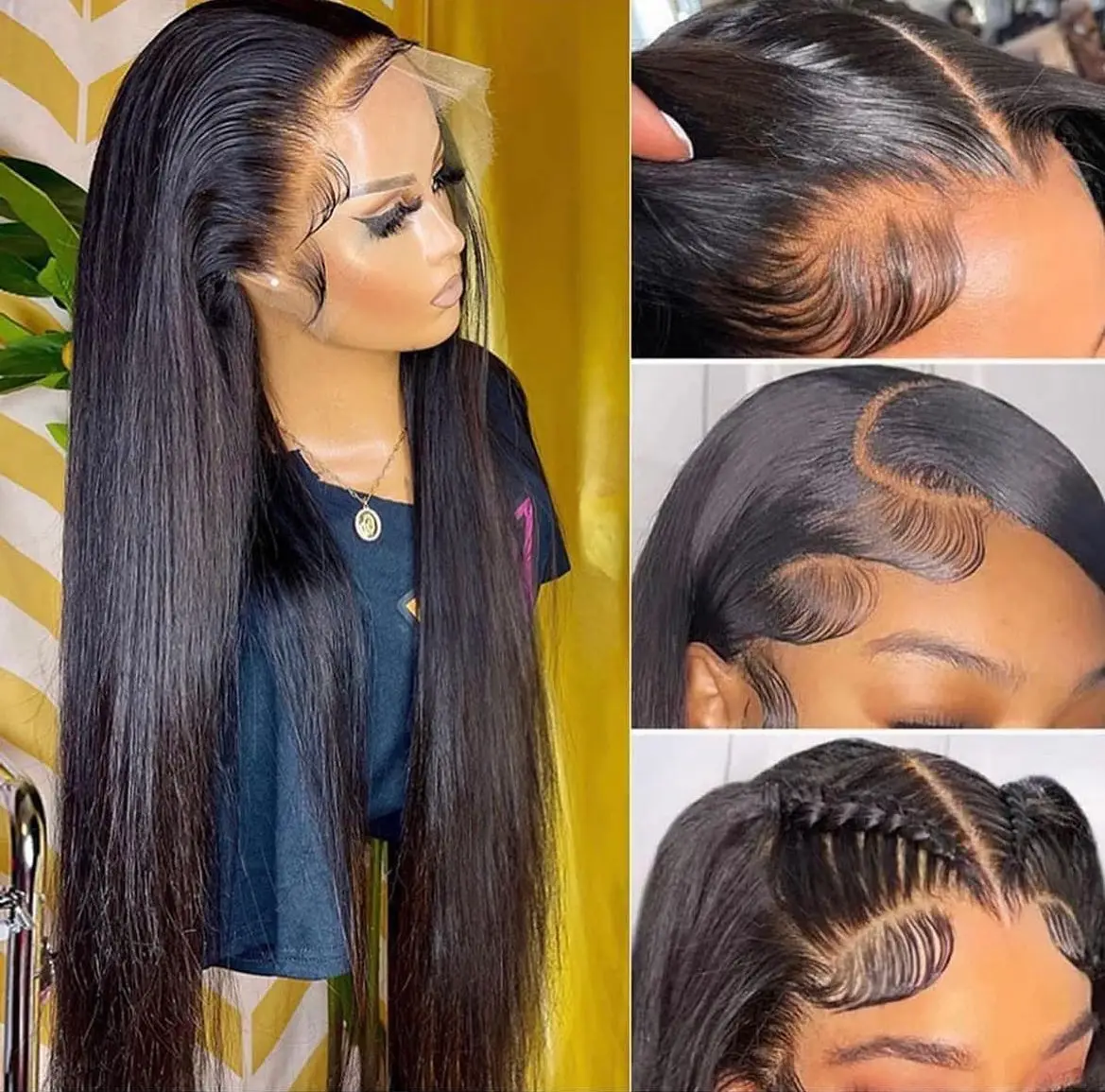 

Straight 13X6 Lace Front Human Hair Wigs HD 360 Lace Frontal Human Hair Wigs Peruvian Straight Remy 4x4 Closure Wigs For Women