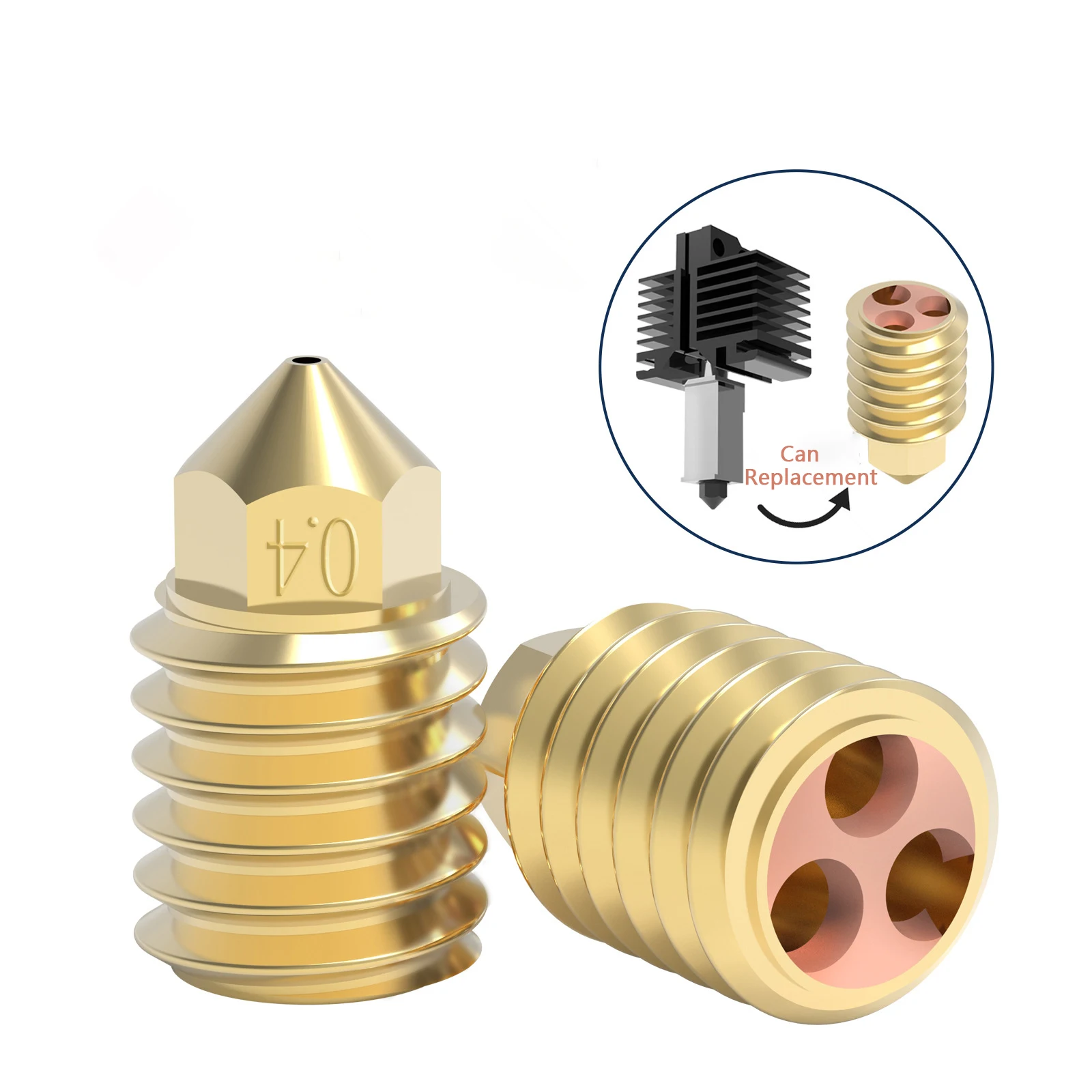 

3D 500 Degree Upgraded Copper Hotend Plated Heater Block Repair Accessories CHT Brass High Flow Nozzle 0.40.6MM For X1 P1P
