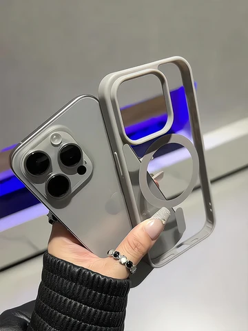 Матовый натуральный титановый магнитный чехол для зарядки телефона для iPhone 16, 15, 14, 13, 12, 11 Pro Max Plus Mini, противоударный жесткий чехол Magsafe