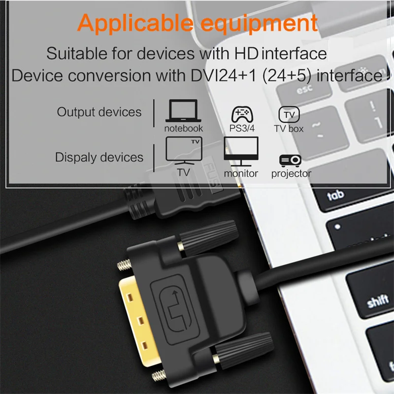 Фото Кабель-адаптер 4K HDMI-совместимый с женским и мужским разъемами DVI, двунаправленный Женский 24 + 1 кабель-адаптер HDTV для ЖК-монитора HDTV DVD №4