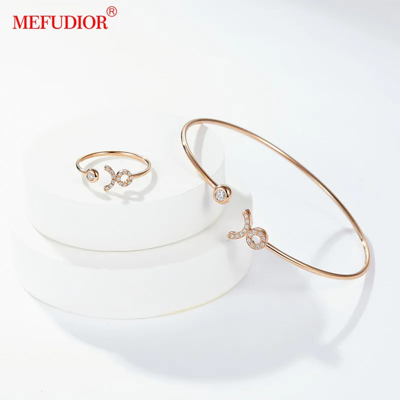 

Fine Jewelry 18K Rose Gold Lab Grown Diamond Twisted Chain 12 Constellation Taurus Bracelet Chain Wedding Gift for Women FX04U