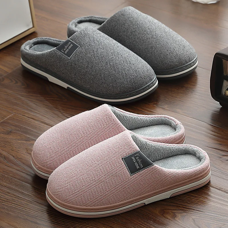 women winter home slippers casual shoes men big size non slip soft warm flats house slides indoor bedroom couples floor slipper free global shipping