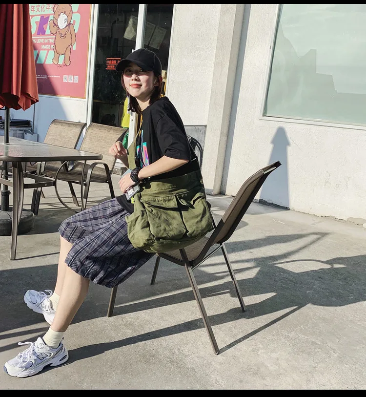 USDEU женская винтажная сумка парусиновая подростковая через плечо