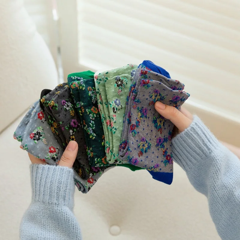 

Детские носки 2 в этническом стиле на весну и осень Корейская версия Носки средней длины в Корейском стиле ретро художественные высокие пол...