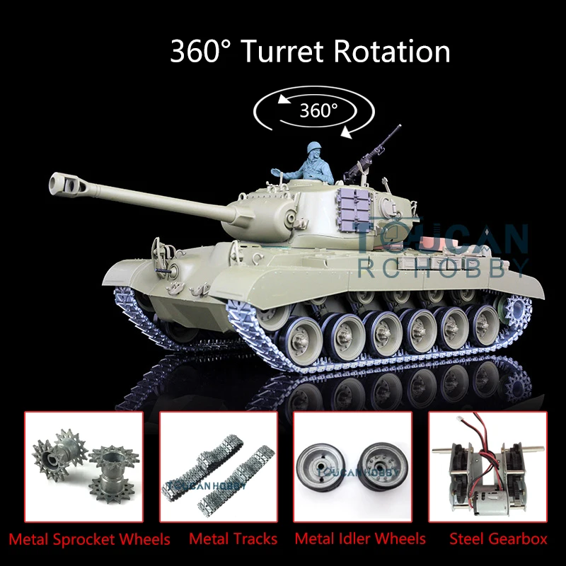 

Henglong Upgraded Ver 1/16 Scale 7.0 M26 Pershing RC Tank 3838 W/ 360° Turret Metal Tracks Sprockets BBs Airsoft Th17305-SMT7