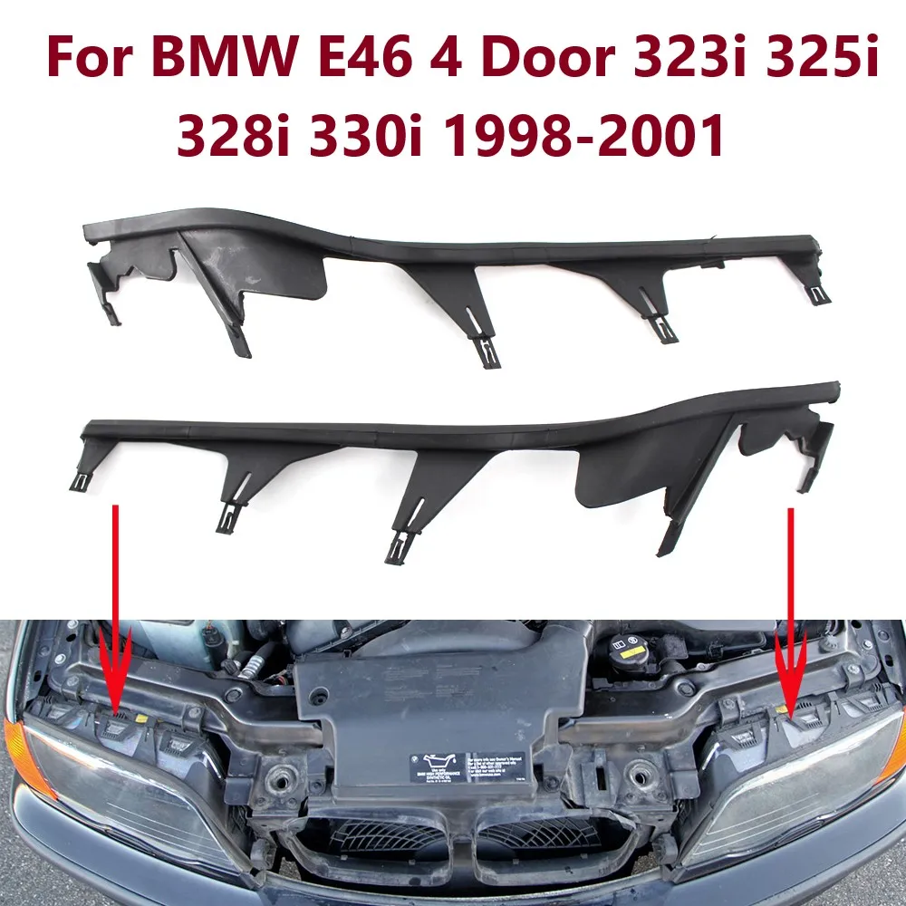 

Car Front Upper Headlight Cover Set Strip Trims Headlight Sealing Strip Gasket For BMW E46 4 Door 323i 325i 328i 330i 1998-2001