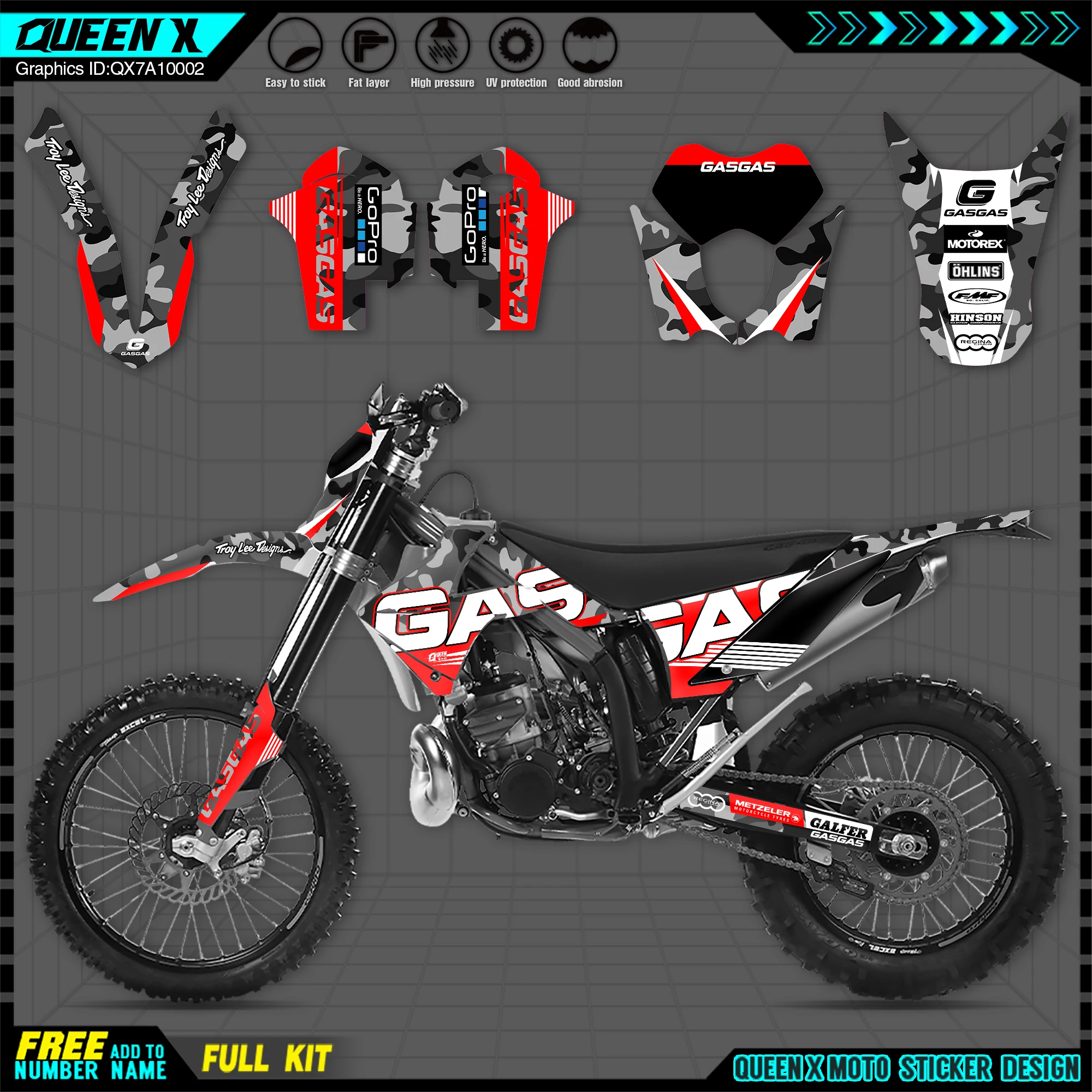 

QUEEN X MOTOR Custom Team графические фоны, наклейки, Набор наклеек для GASGAS 2010 2011 EC MC 002
