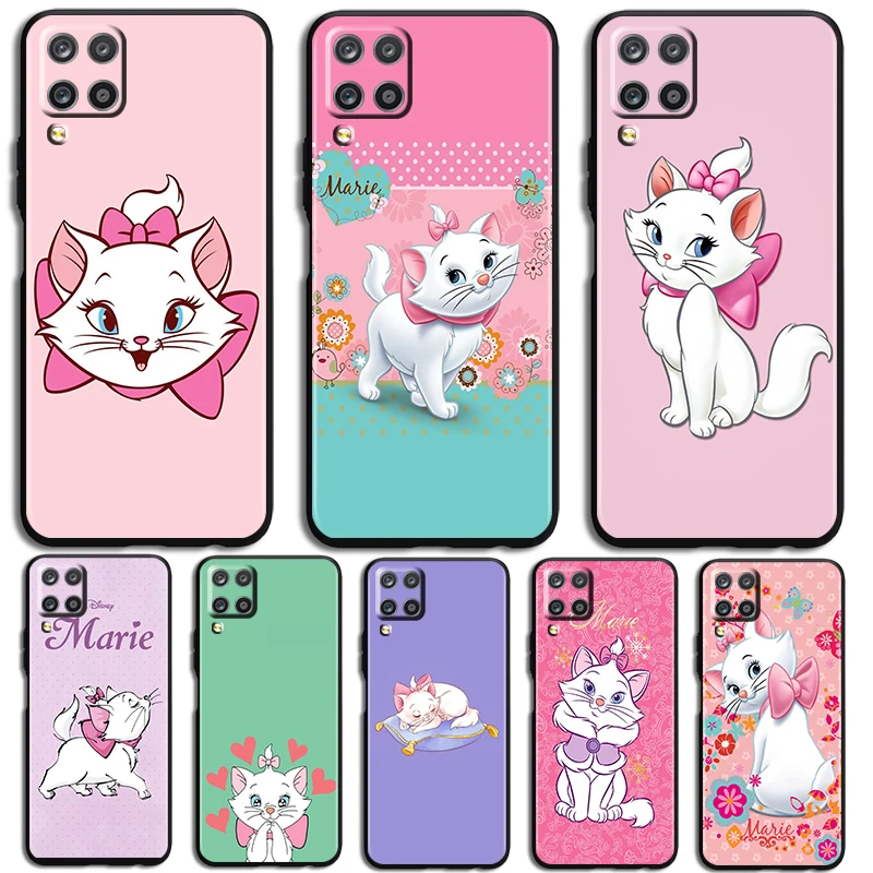 Cute Marie Cat Phone Case For Samsung Galaxy A73 A72 A71 A70 A53 A52 A51 A50 A42 A41 A40 A33 A32 A31 A30 A30S Black luxury Capa