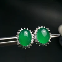 meibapj natural chalcedony gemstone stud earrings real 925 sterling silver fine charm jewelry for women