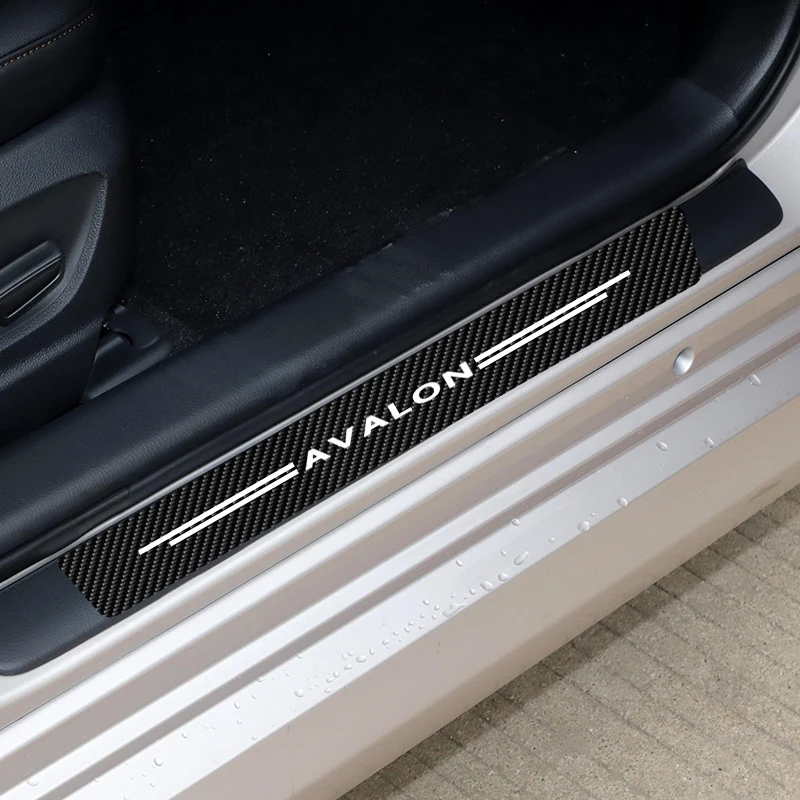 

4Pcs Car Door Sill Scuff Plate Carbon Fiber Sticker For Avalon 2021 2020 2019 2018 Waterproof Decals Auto Accessories