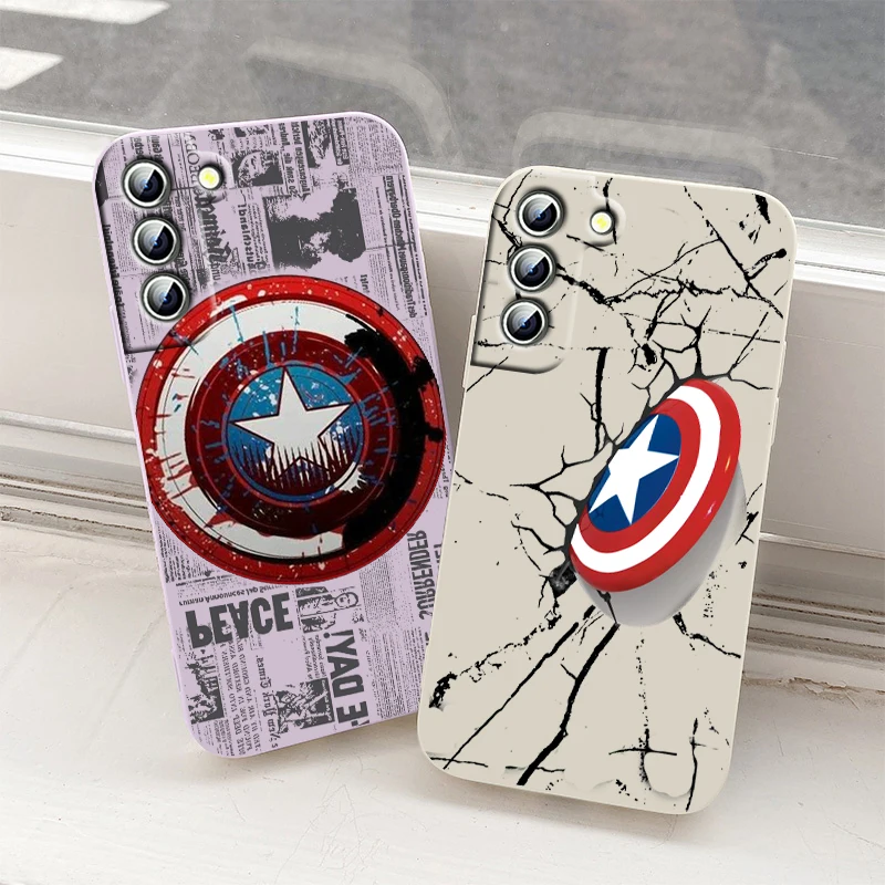 

Marvel Captain America Cool Phone Case For Samsung Galaxy S22 S21 S20 Pro FE S10 Note 20 10 Plus Lite Ultra Liquid Rope Cover