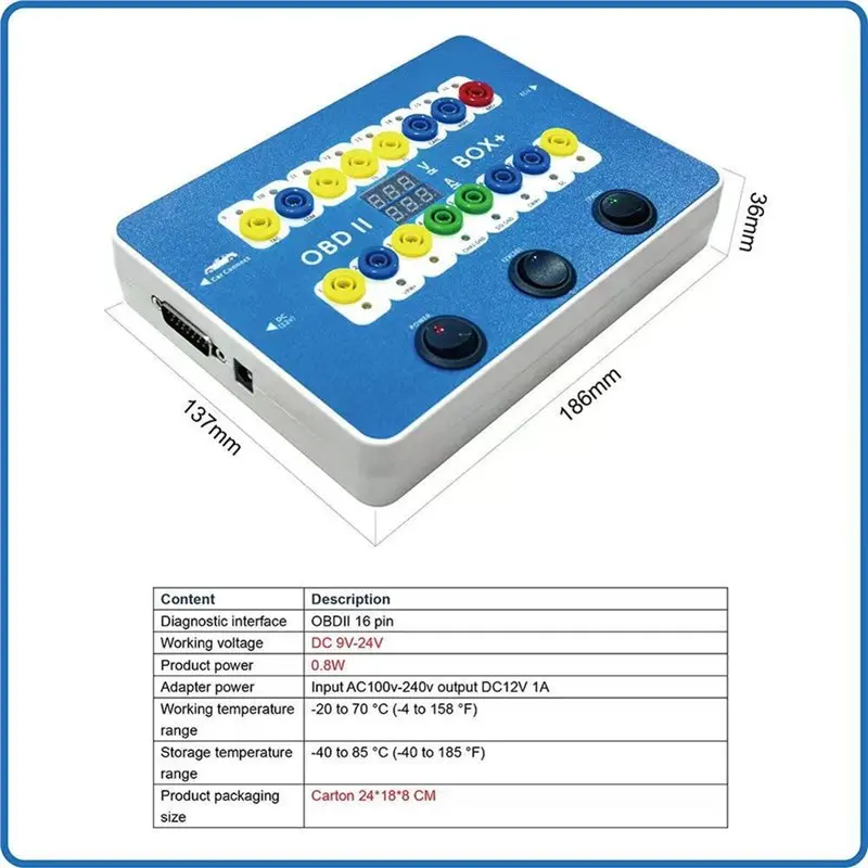 AB56-OBDII Блок-адаптер CANBUS OBD BOX+ с функцией тестирования, автомобильные аксессуары - совместим с вилкой стандарта США (art.: 3920d96a75a67) - 3920d96a75a67