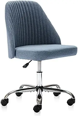 

Office Desk Chair, Modern Linen Fabric Chair Adjustable Swivel Task Chair Mid-Back Cute Upholstered Armless Computer Chair with